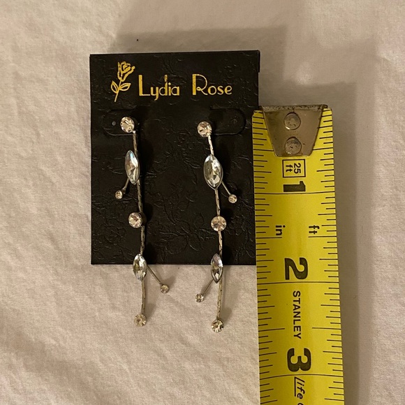 New Lydia Rose Silver Toned Long Dangle Earrings | Metallic - Picture 4 of 6